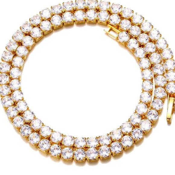 ⭐ Stunning 20" Diamond Infinity Necklace With 5mm Diamonds 18k Gold Pltd ⭐ - Picture 2 of 6